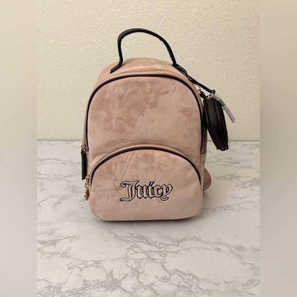 Juicy Couture Handbags - NWT Juicy Couture Cafe Dusty Blush Queen Of Everything Backpack Change Purse​